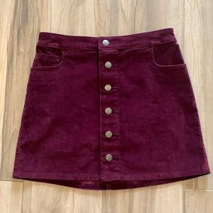Express Corduroy Mini Skirt, Sz 0, Burgundy